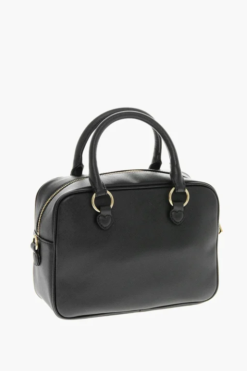 LOVE Borsa in Ecopelle Pelle Saffiano con Logo in Metallo in Tonalità Oro>Moschino Hot