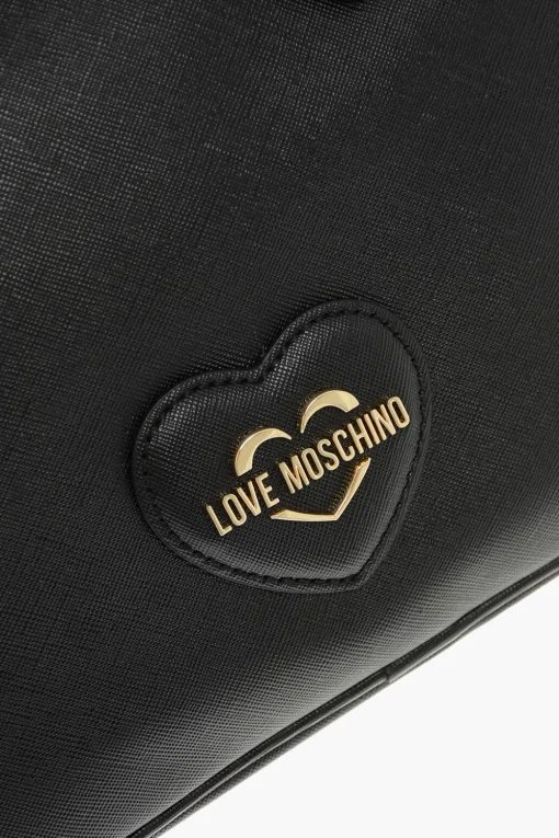 LOVE Borsa in Ecopelle Pelle Saffiano con Logo in Metallo in Tonalità Oro>Moschino Hot