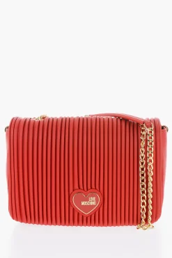 LOVE Borsa in Ecopelle Plissettata con Tracolla a Catena>Moschino Clearance