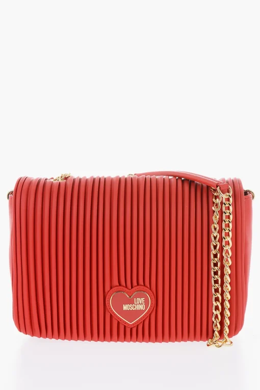 LOVE Borsa in Ecopelle Plissettata con Tracolla a Catena>Moschino Clearance