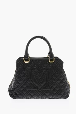 LOVE borsa in ecopelle trapuntata con dettagli dorati>Moschino Fashion