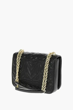 Fashion LOVE Borsa in Ecopelle Trapuntata con Catena Dorata Donna Borse A Spalla