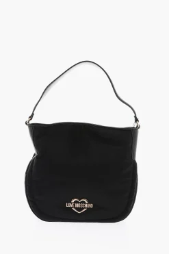 Hot LOVE borsa in nylon a tinta unita con logo dorato Donna Borse A Spalla