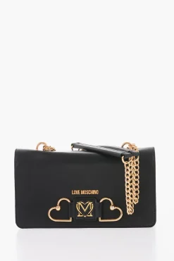 LOVE Borsa in Pelle con Decorazione Doppio Cuore Dorato>Moschino Outlet