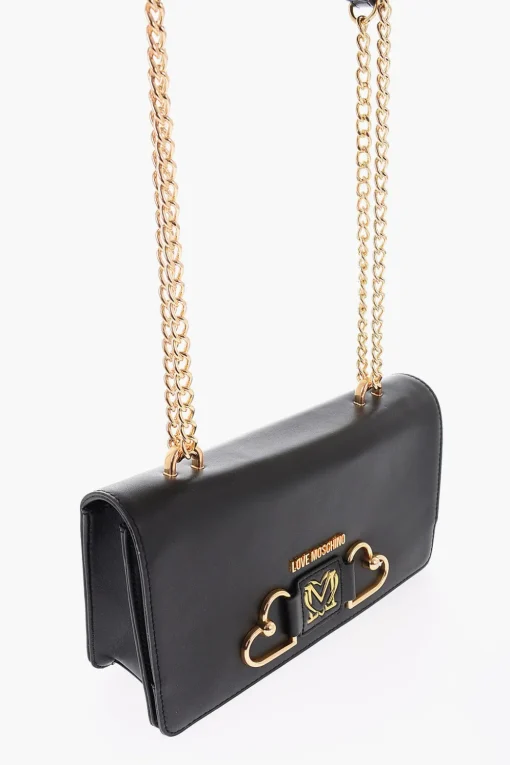 LOVE Borsa in Pelle con Decorazione Doppio Cuore Dorato>Moschino Outlet