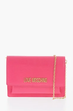 LOVE Borsa LIZARD in Ecopelle Effetto Coccodrillo con Catena Dorata>Moschino Discount