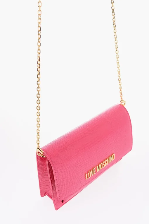 LOVE Borsa LIZARD in Ecopelle Effetto Coccodrillo con Catena Dorata>Moschino Discount