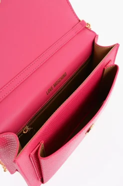 LOVE Borsa LIZARD in Ecopelle Effetto Coccodrillo con Catena Dorata></noscript>Moschino Discount
