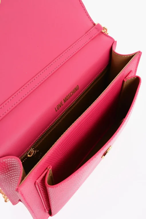 LOVE Borsa LIZARD in Ecopelle Effetto Coccodrillo con Catena Dorata>Moschino Discount