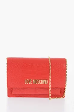 LOVE Borsa LIZARD in Ecopelle Effetto Coccodrillo con Catena Dorata>Moschino Clearance