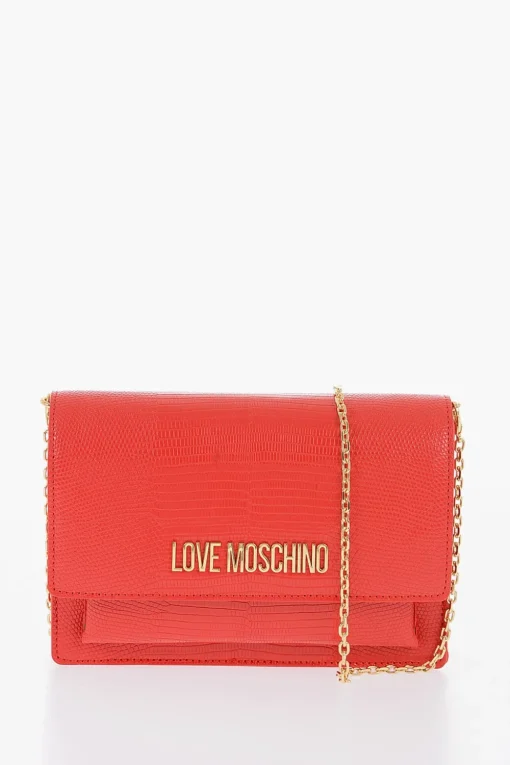 LOVE Borsa LIZARD in Ecopelle Effetto Coccodrillo con Catena Dorata>Moschino Clearance