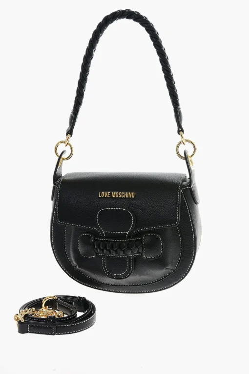 LOVE Borsa Saddle in Ecopelle con Dettagli Intrecciati>Moschino Fashion