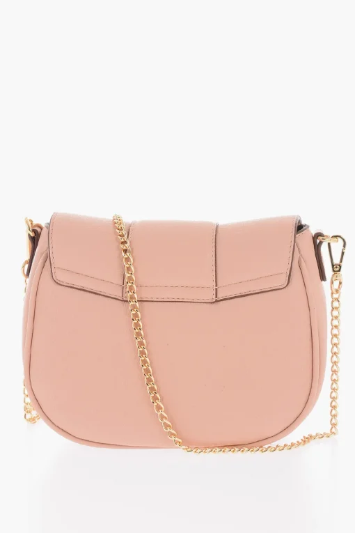 LOVE Borsa Saddle in Pelle Vegan Con Morsetto a Forma di Cuore Dorato>Moschino Fashion