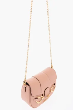 LOVE Borsa Saddle in Pelle Vegan Con Morsetto a Forma di Cuore Dorato></noscript>Moschino Fashion