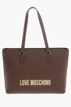 LOVE Borsa Tote in Eco Pelle con Maxi Logo in Rilievo Dorato>Moschino Best