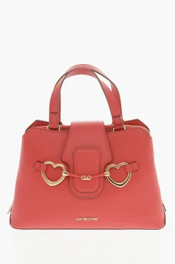 LOVE Borsa Tote in Ecopelle Martellata con Morsetto Frontale Dorato>Moschino Outlet