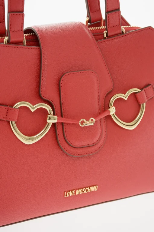 LOVE Borsa Tote in Ecopelle Martellata con Morsetto Frontale Dorato>Moschino Outlet