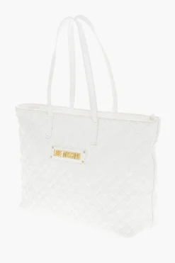 LOVE Borsa Tote in Ecopelle Trapuntata con Logo in Metallo></noscript>Moschino Discount