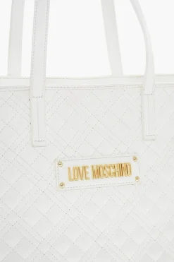 LOVE Borsa Tote in Ecopelle Trapuntata con Logo in Metallo></noscript>Moschino Discount