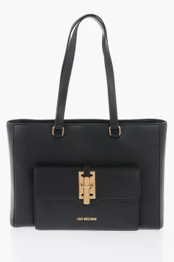 Fashion LOVE Borsa Tote in Ecopelle con Dettagli Dorati Donna Borse A Mano