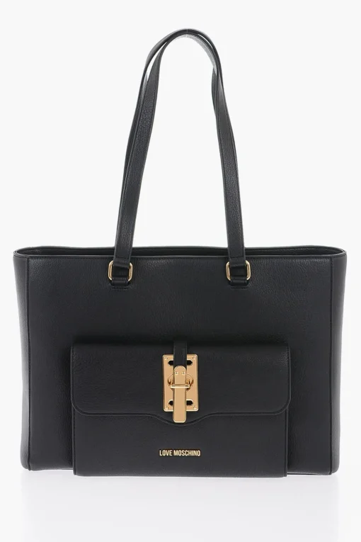 Fashion LOVE Borsa Tote in Ecopelle con Dettagli Dorati Donna Borse A Mano