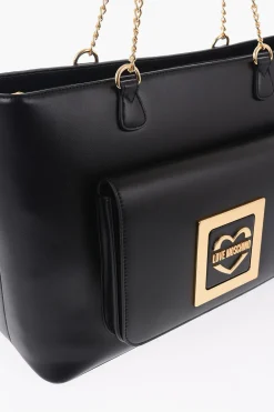 LOVE Borsa Tote in Ecopelle con Dettagli Dorati></noscript>Moschino Online