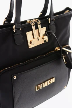 Online LOVE Borsa Tote in Nylon con Dettagli Dorati Donna Borse A Mano