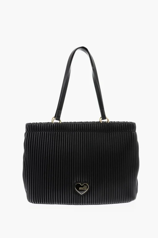 Hot LOVE Borsa Tote in Pelle Vegan Plissettata Donna Borse A Spalla