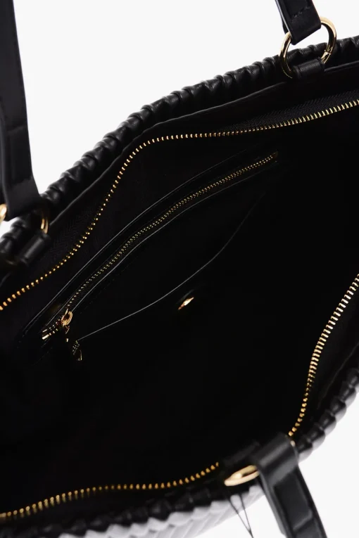 Hot LOVE Borsa Tote in Pelle Vegan Plissettata Donna Borse A Spalla