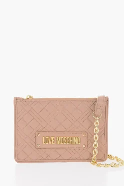 LOVE Clutch in Ecopelle Trapuntata con Tracolla a Catena Removibile>Moschino Sale