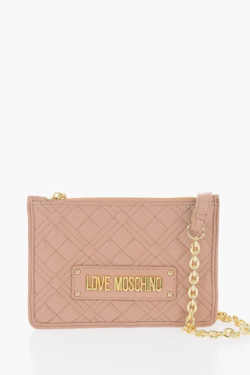LOVE Clutch in Ecopelle Trapuntata con Tracolla a Catena Removibile>Moschino Sale