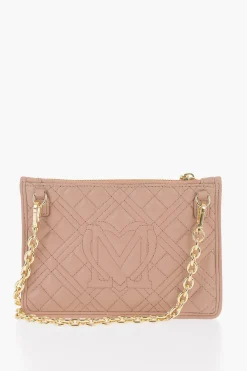 LOVE Clutch in Ecopelle Trapuntata con Tracolla a Catena Removibile>Moschino Sale
