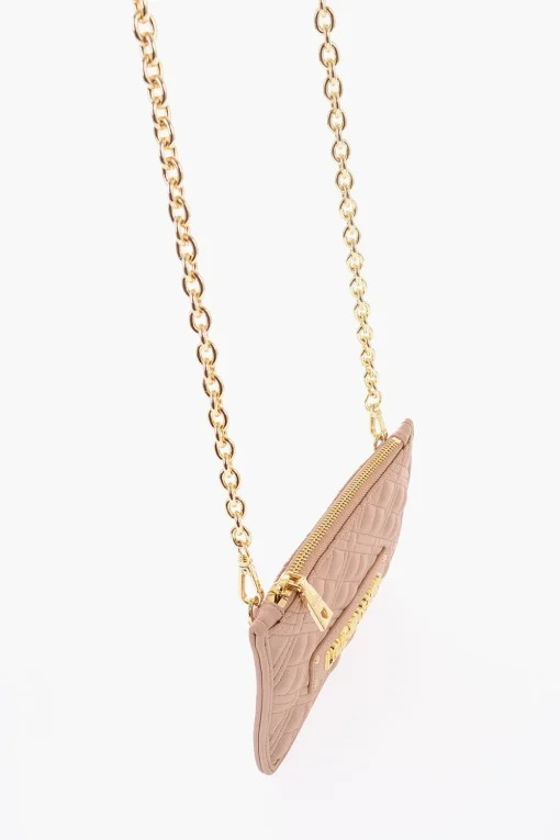 LOVE Clutch in Ecopelle Trapuntata con Tracolla a Catena Removibile>Moschino Sale