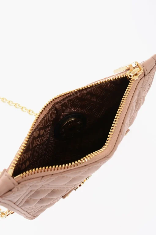 LOVE Clutch in Ecopelle Trapuntata con Tracolla a Catena Removibile>Moschino Sale