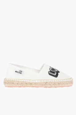 LOVE espadrillas in rete con stampa logo e suola in raffia></noscript>Moschino Clearance