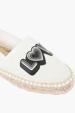 LOVE espadrillas in rete con stampa logo e suola in raffia></noscript>Moschino Clearance