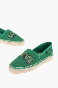 LOVE espadrillas in rete con stampa logo e suola in raffia>Moschino Outlet