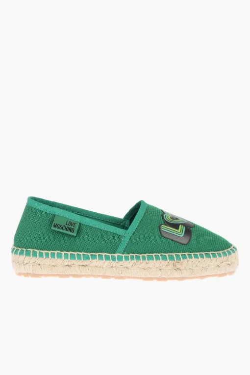 LOVE espadrillas in rete con stampa logo e suola in raffia>Moschino Outlet