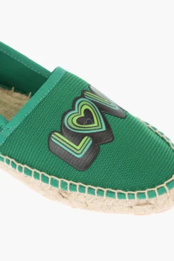 LOVE espadrillas in rete con stampa logo e suola in raffia></noscript>Moschino Outlet