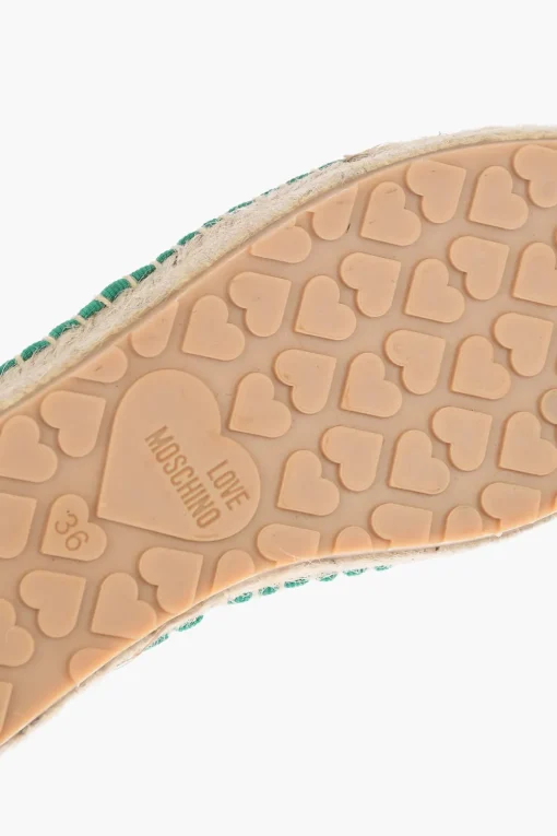 LOVE espadrillas in rete con stampa logo e suola in raffia>Moschino Outlet