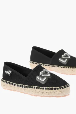 LOVE espadrillas in rete con stampa logo e suola in raffia>Moschino Fashion