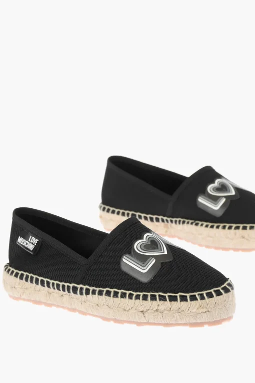 LOVE espadrillas in rete con stampa logo e suola in raffia>Moschino Fashion