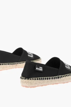 LOVE espadrillas in rete con stampa logo e suola in raffia>Moschino Fashion
