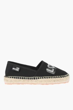 LOVE espadrillas in rete con stampa logo e suola in raffia></noscript>Moschino Fashion