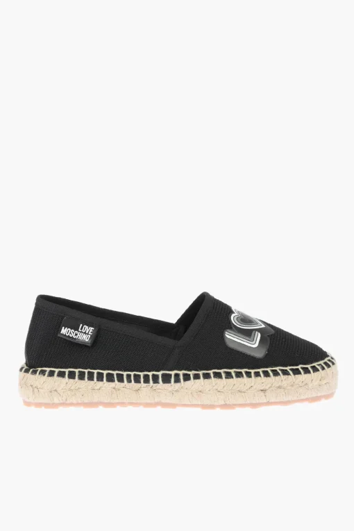 LOVE espadrillas in rete con stampa logo e suola in raffia>Moschino Fashion