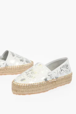 Discount LOVE Espadrillas Platform SPLASH in Pelle con Logo 4cm Donna Ballerine|Scarpe Basse