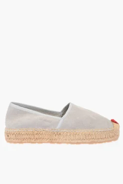 Clearance LOVE Espadrillas Platform in Crosta di Pelle Scamosciata con Dettaglio Ricamo4cm Donna Ballerine|Scarpe Basse