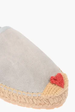 Clearance LOVE Espadrillas Platform in Crosta di Pelle Scamosciata con Dettaglio Ricamo4cm Donna Ballerine|Scarpe Basse