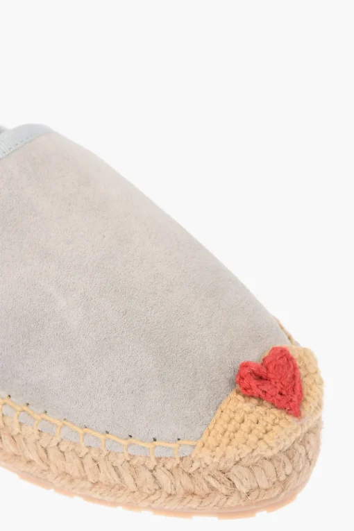 Clearance LOVE Espadrillas Platform in Crosta di Pelle Scamosciata con Dettaglio Ricamo4cm Donna Ballerine|Scarpe Basse