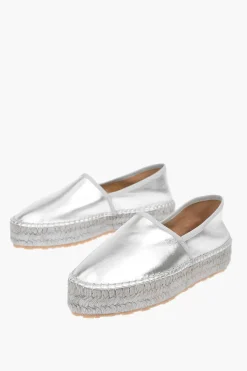 Fashion LOVE Espadrillas Platform in Pelle Laminata con Logo Inciso 4cm Donna Ballerine|Scarpe Basse